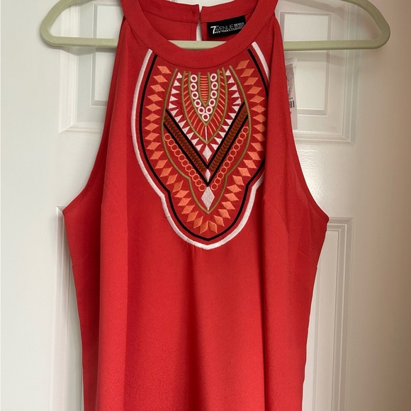 NY&Co embroidered halter top. Coral with keyhole back. X-Large. New with tags - Picture 1 of 4